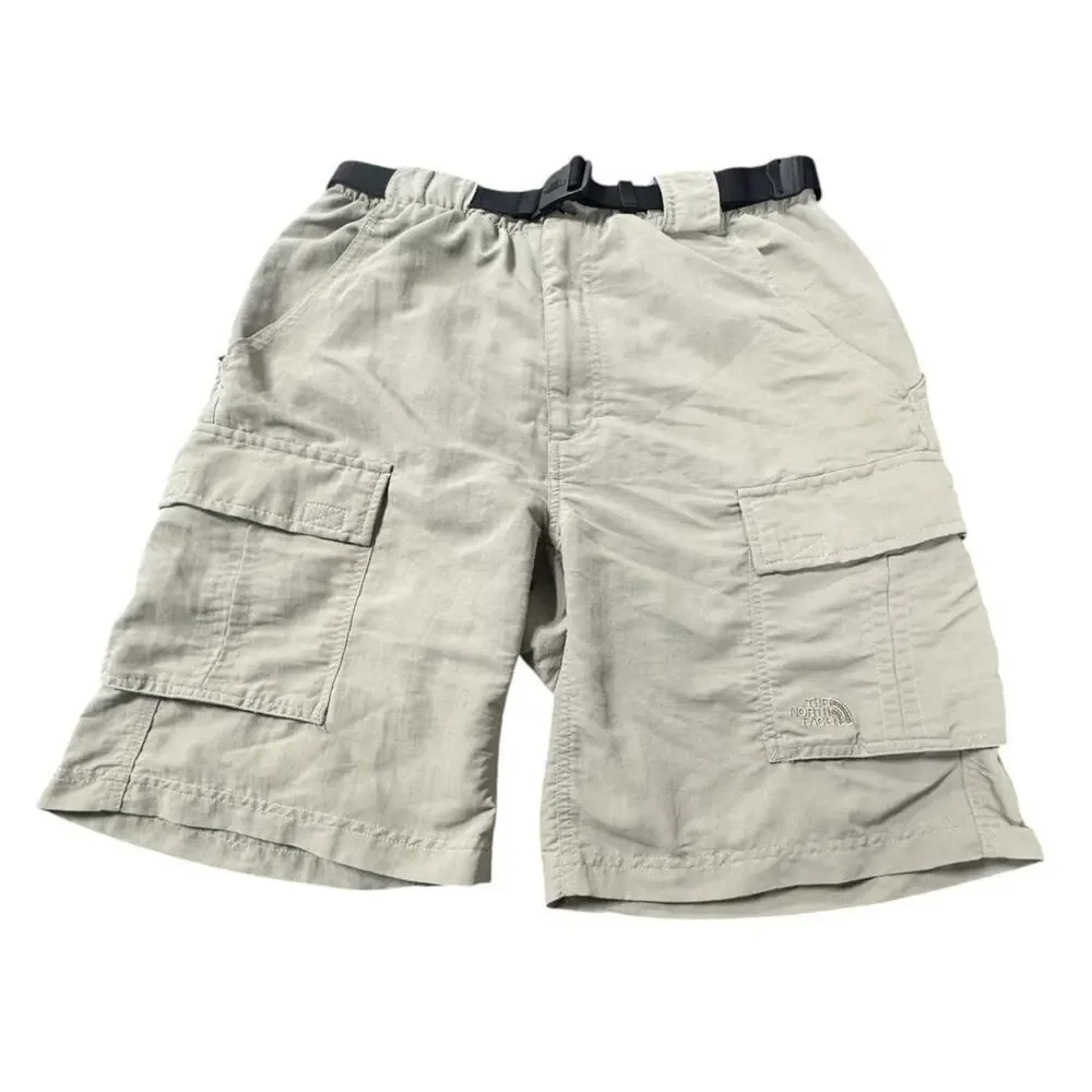 The North Face Men's S Beige Nylon Belted Cargo Shorts Gorpcore Hiking Camping